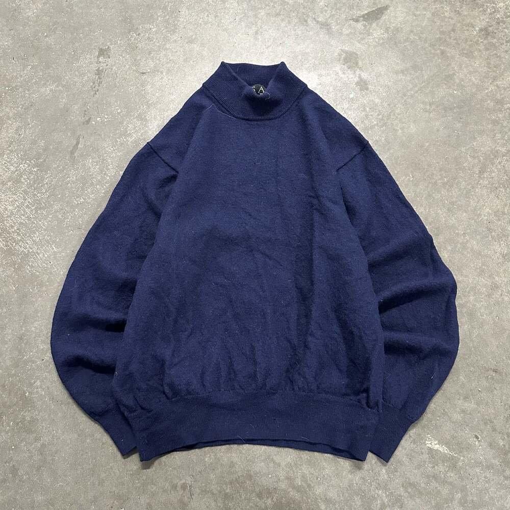 Jos. A. Bank 100% Merino Wool Mock Turtleneck Sweater Navy Blue Women’s Size L